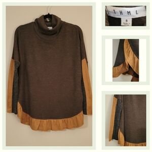THML Brown and Mustard Long Sleeve Top